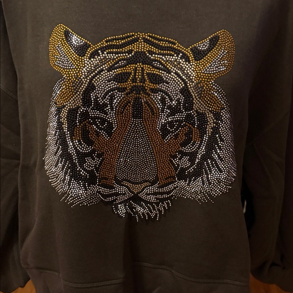 ☃️BOGO50%☃️🆕🌿EXPRESSED SOCIETY: OLIVE Tiger Crew Neck Sweatshirt SMALL - Picture 8 of 11